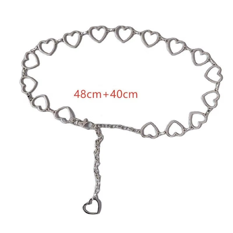 Women Fashion Heart Shaped Metal Waist Chain Belt Waistband Accessories